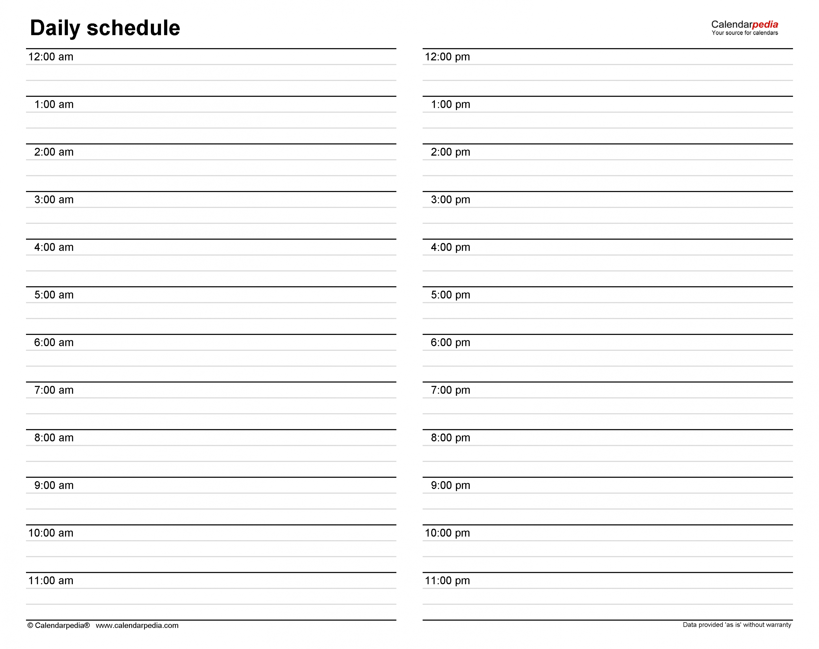 Free Daily Schedules in PDF Format - + Templates