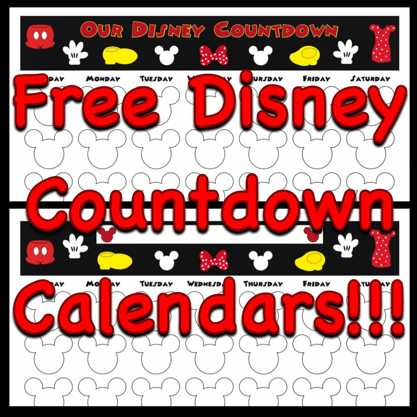 Free Disney Calendar with Mickey Mouse Faces