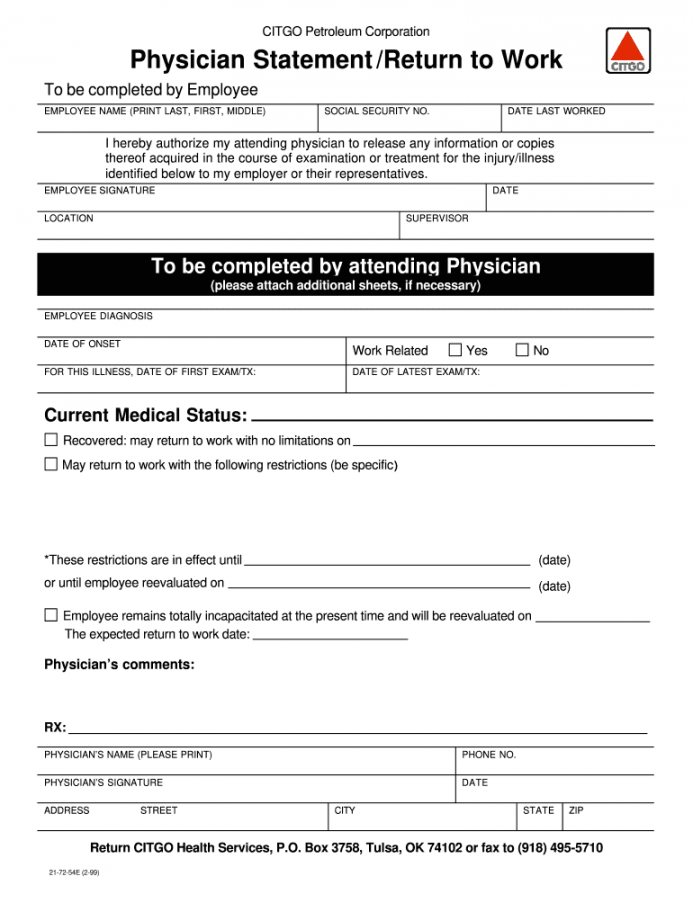 Free printable return to work form pdf: Fill out & sign online