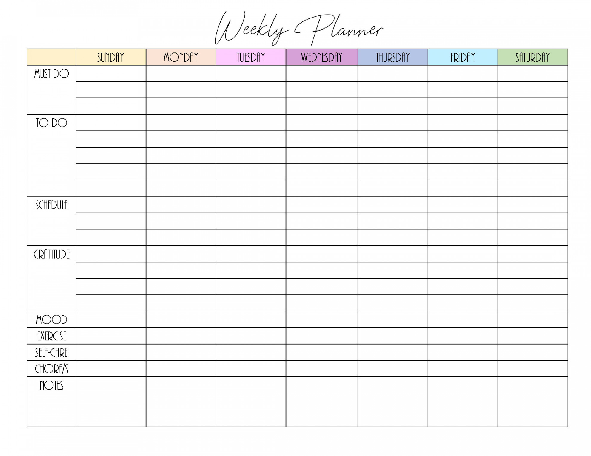 FREE  Weekly Planner PDF Printable  Instant Download