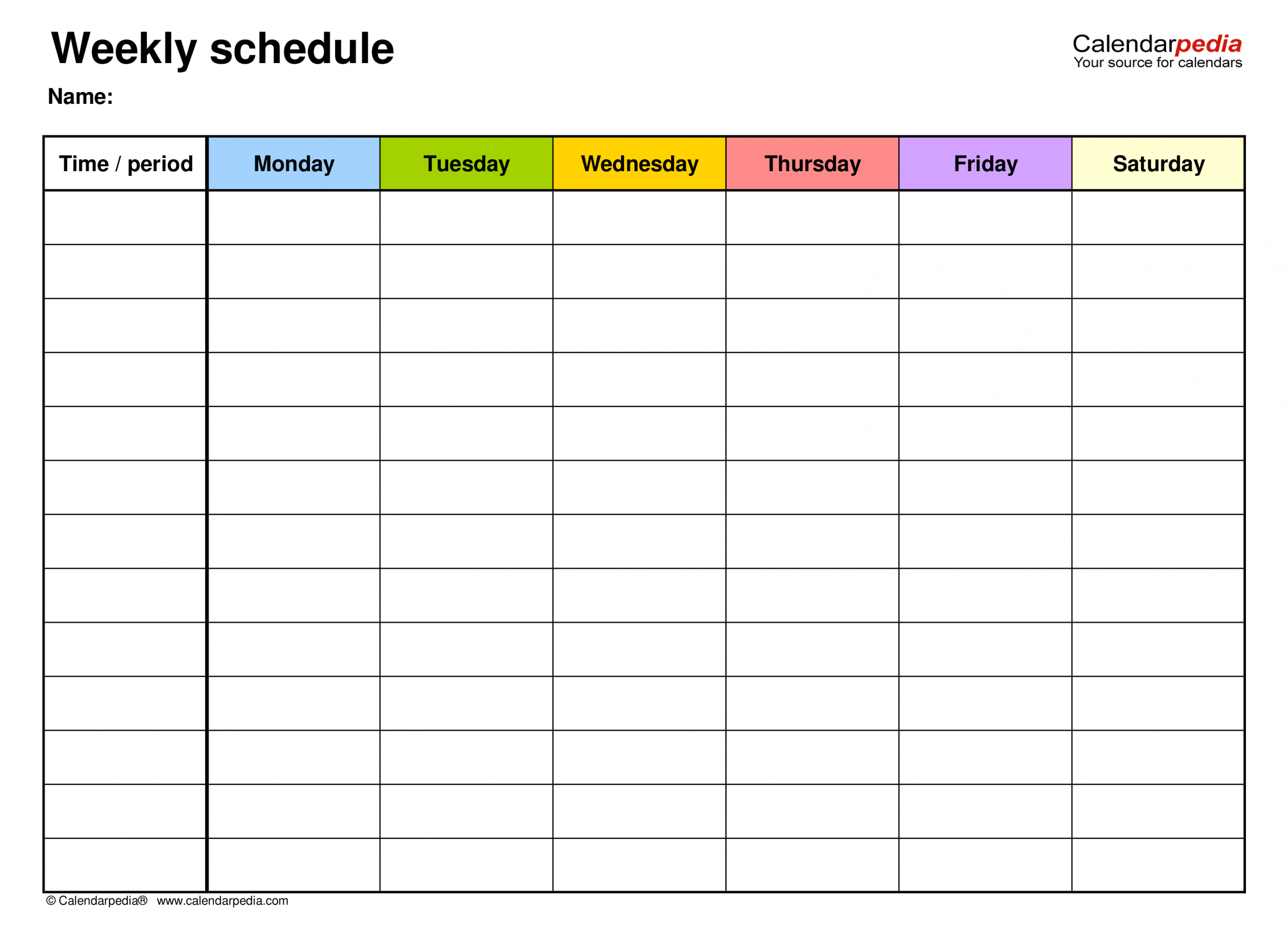 Free Weekly Schedules for PDF -  Templates