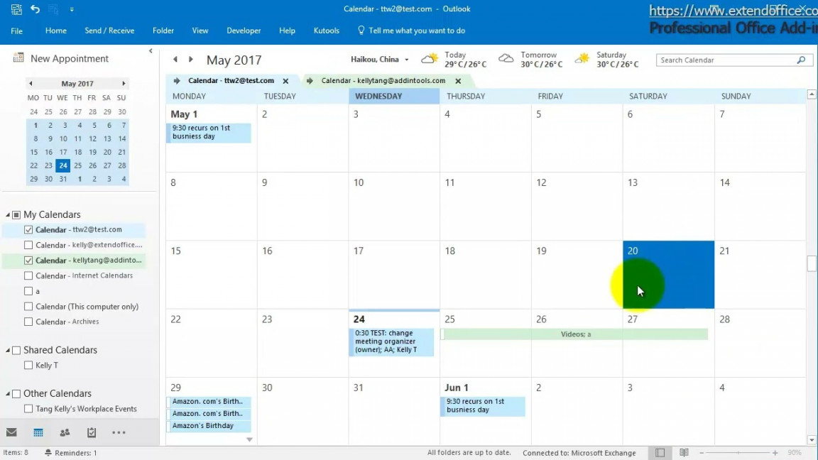 How to print calendars in overlay mode in Outlook