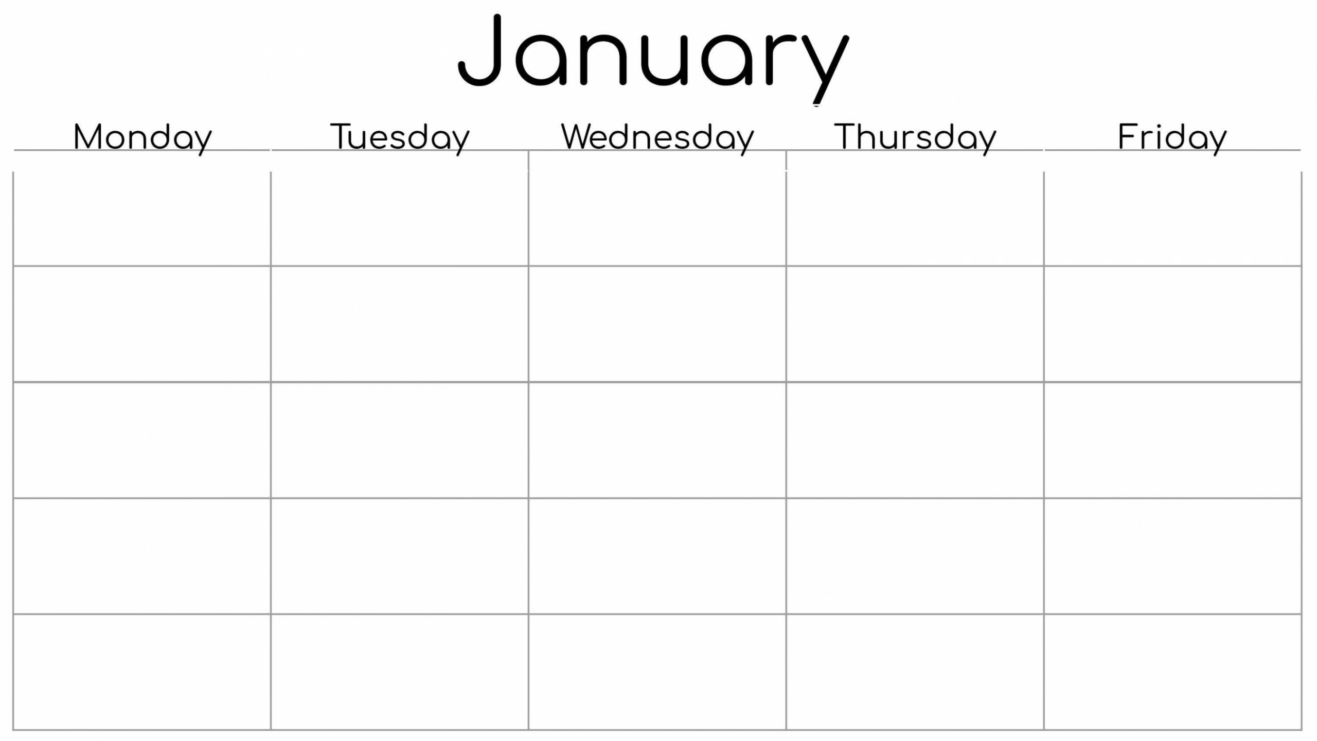 Monday Start  Day Blank Weekly Calendar Printable