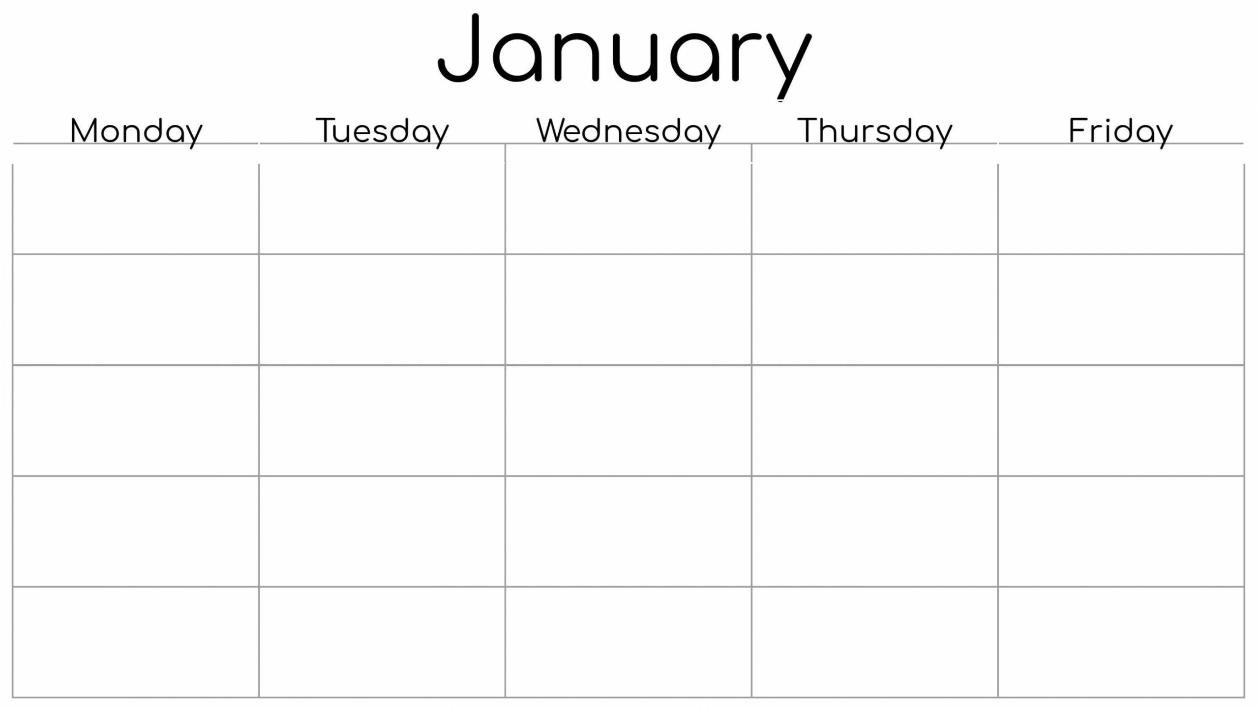 Monday Start  Day Blank Weekly Calendar Printable