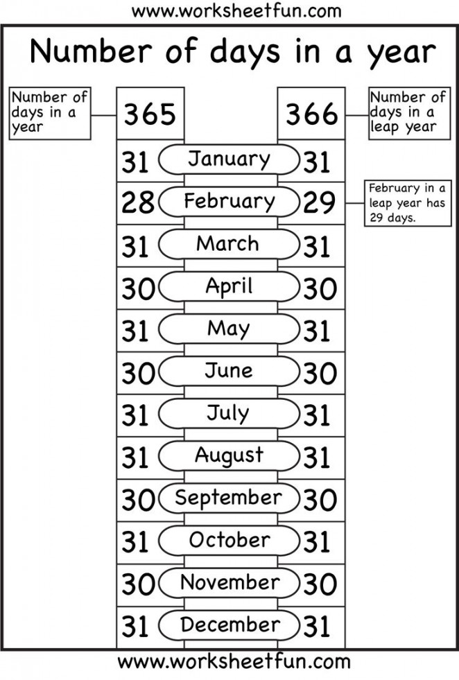 Number of Days in a Year Worksheet