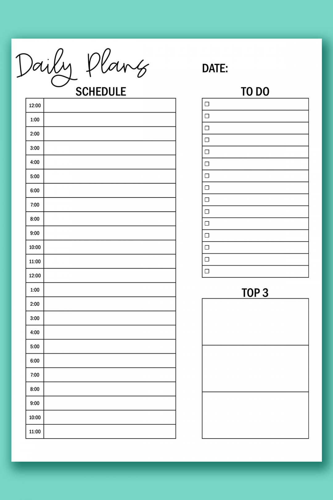 Printable Hourly Calendar Set - Daily and Weekly Hourly Calendars