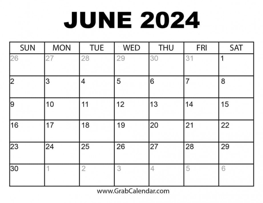 Printable June  Calendar