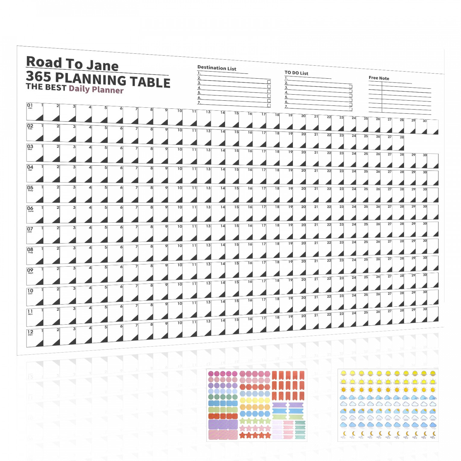 Reofrey  Day Poster Calendar Yearly Planner Schedule Calendar, ." x  0