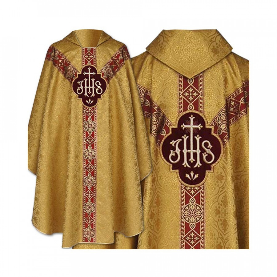 Vestments Gold IHS, Gold Chasuble, Vestments for Priest, Catholic