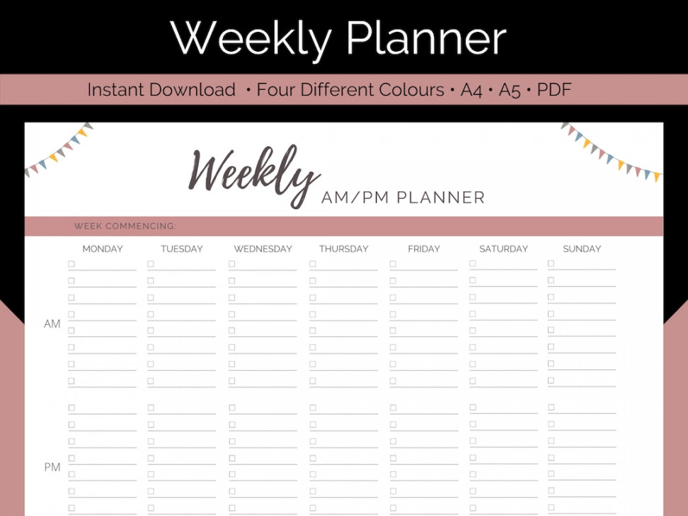 Weekly AM PM Planner Printable Weekly Schedule Template Morning Evening  Routine Daily Planner Digital Download A A PDF - Etsy