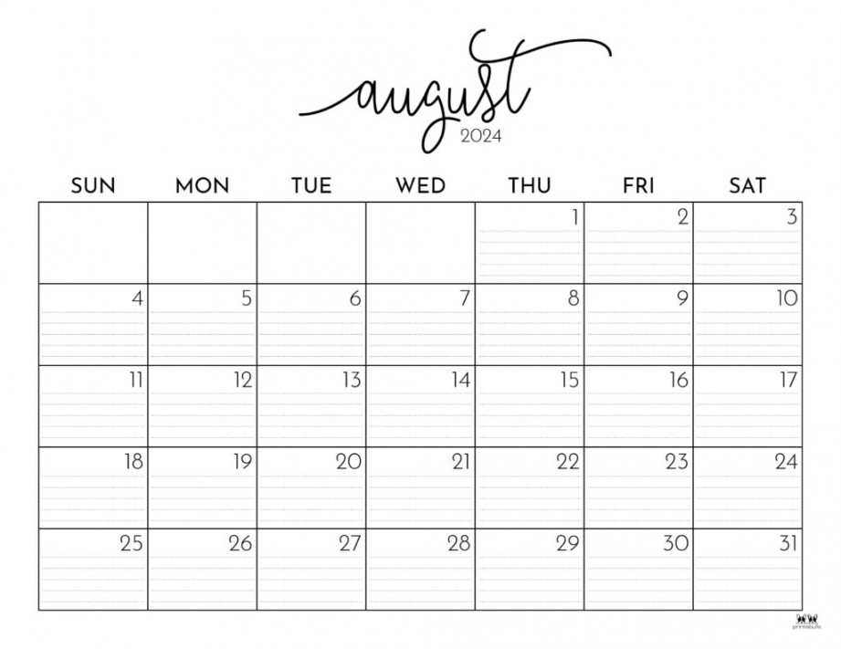 August  Calendars -  FREE Printables  Printabulls