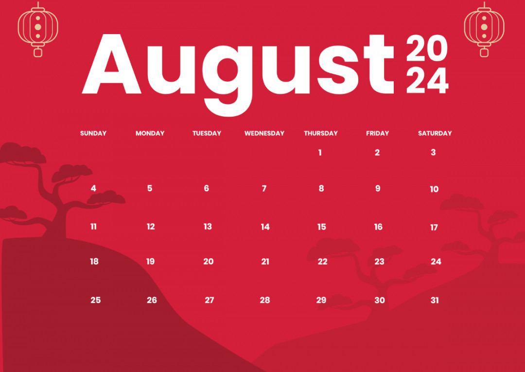 Chinese Calendar August  Template - Edit Online & Download