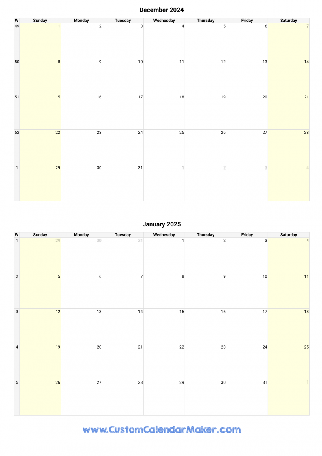 December  and January  Printable Calendar Template