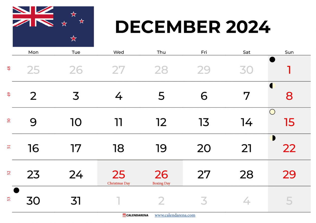 December  Calendar Nz  by hamouda chokri  Jul,   Medium