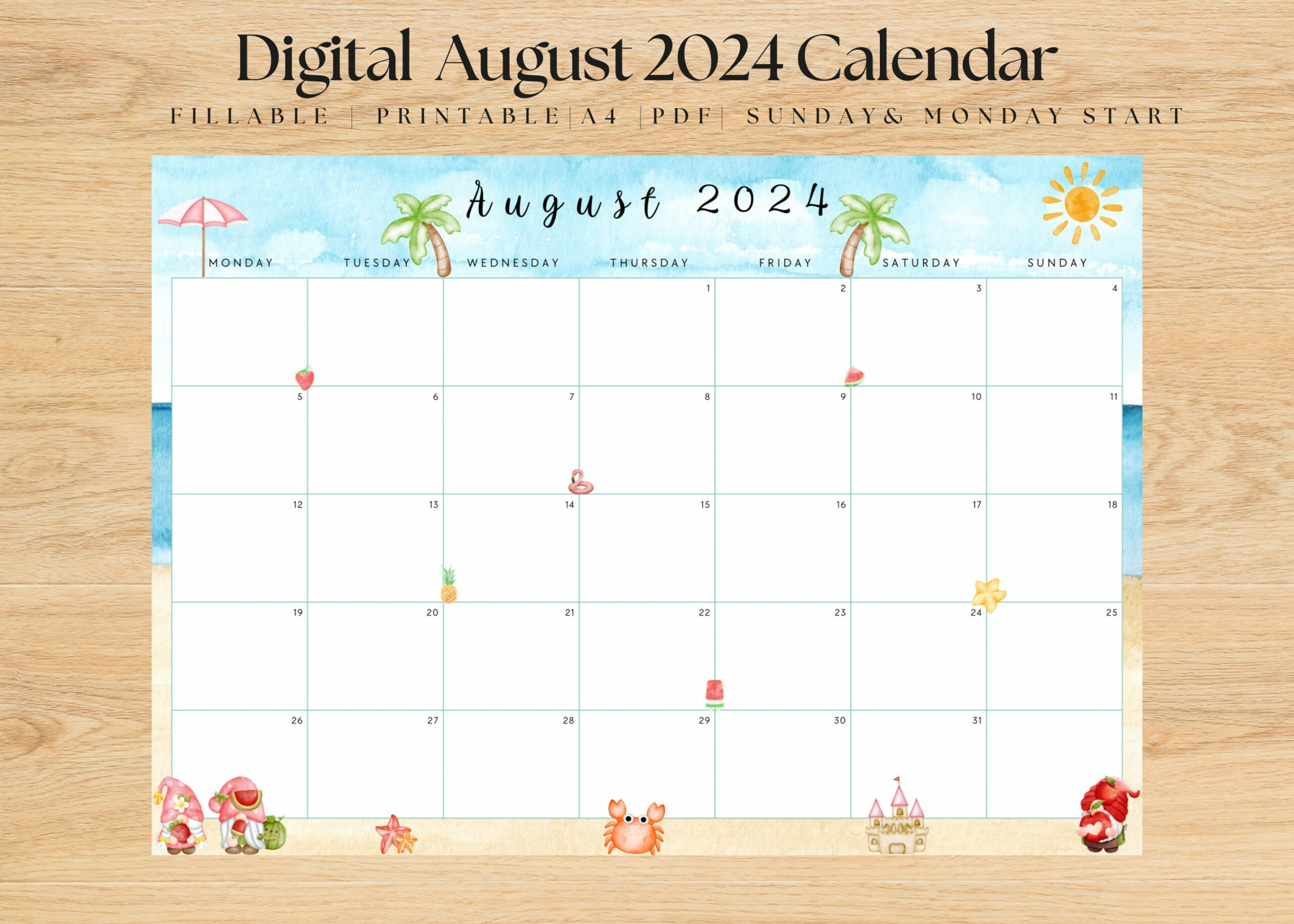 Editable August  Calendar August Calendar Editable Calendar