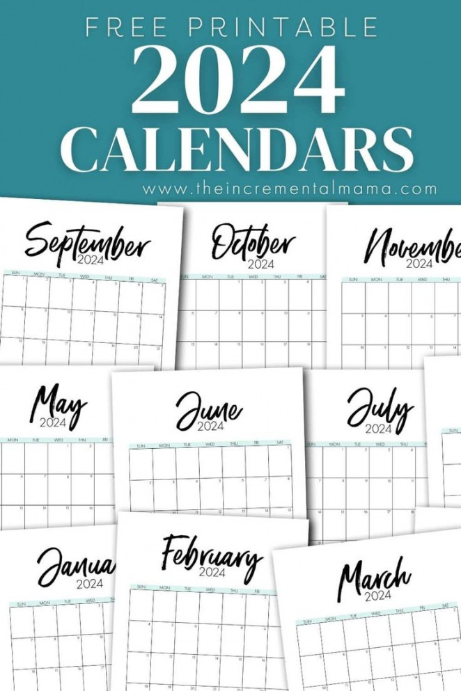 Free Printable  Monthly Calendars