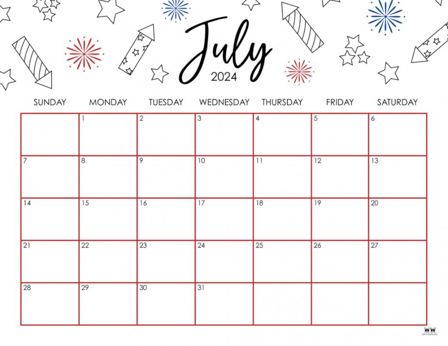 July  Calendars -  FREE Printables  Printabulls