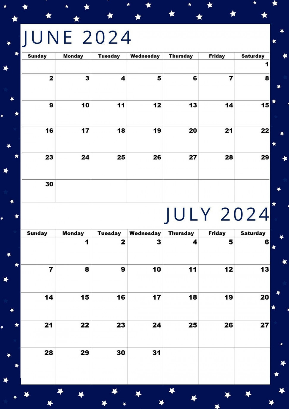 June  Calendar,july  Calendar,june  July  Calendar  Printable,a Size,pdf,digital Download,monthly Planner,june July - Etsy