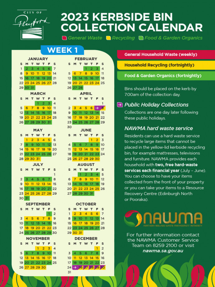 NAWMA Collection Calendar  City of Playford Week    PDF