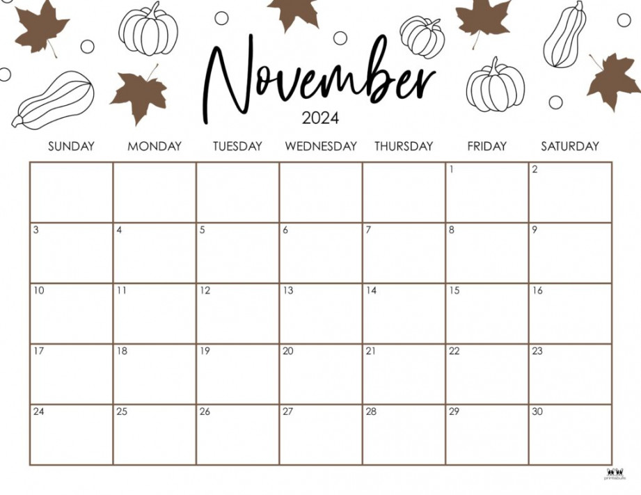 November  Calendars -  FREE Printables  Printabulls