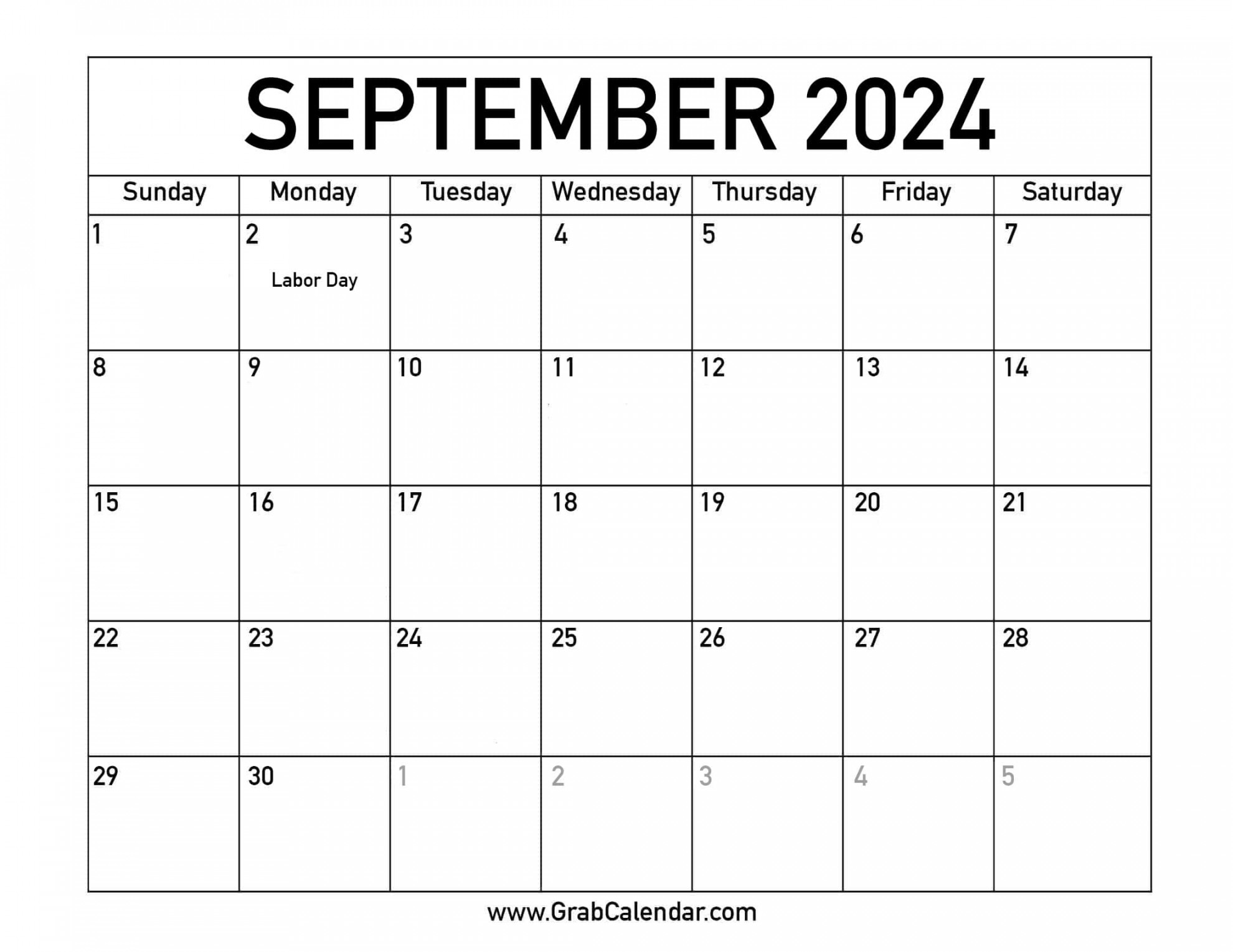 Printable September  Calendar