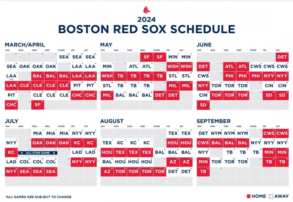 Red Sox Announce  Regular Season Schedule