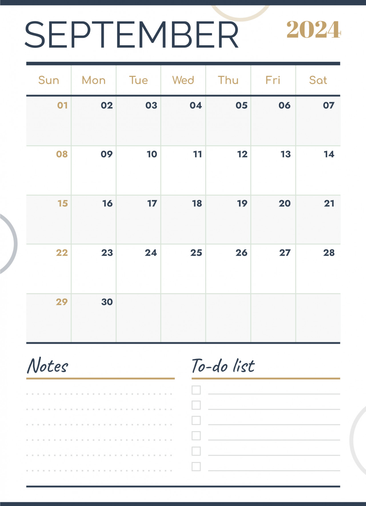 September  Calendar Free Google Docs Template - gdoc