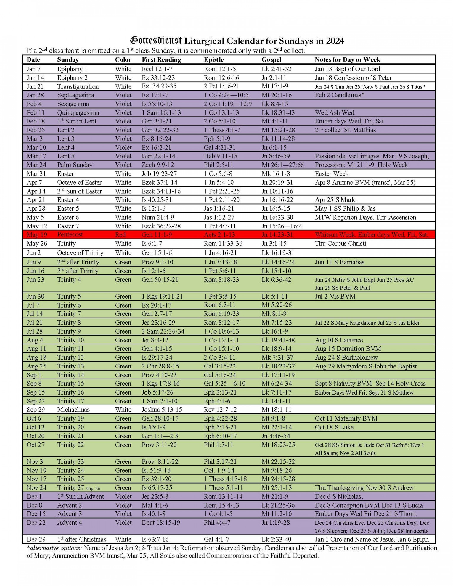 The  Calendar — Gottesdienst