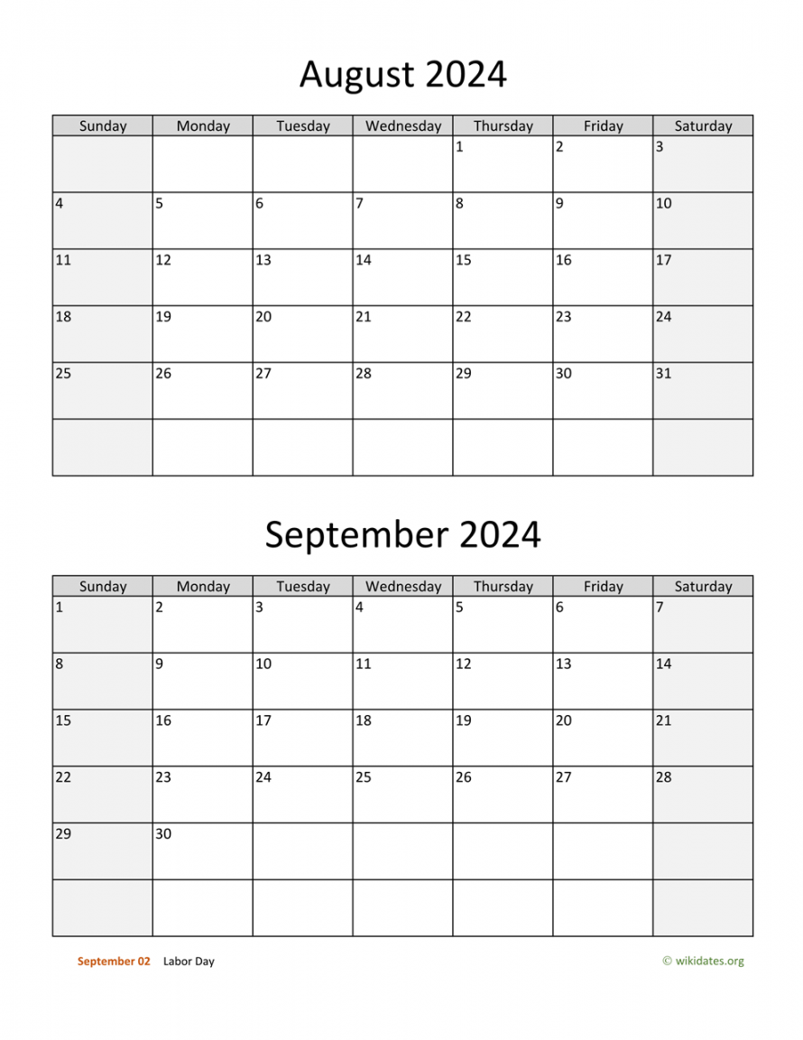 August and September  Calendar  WikiDates