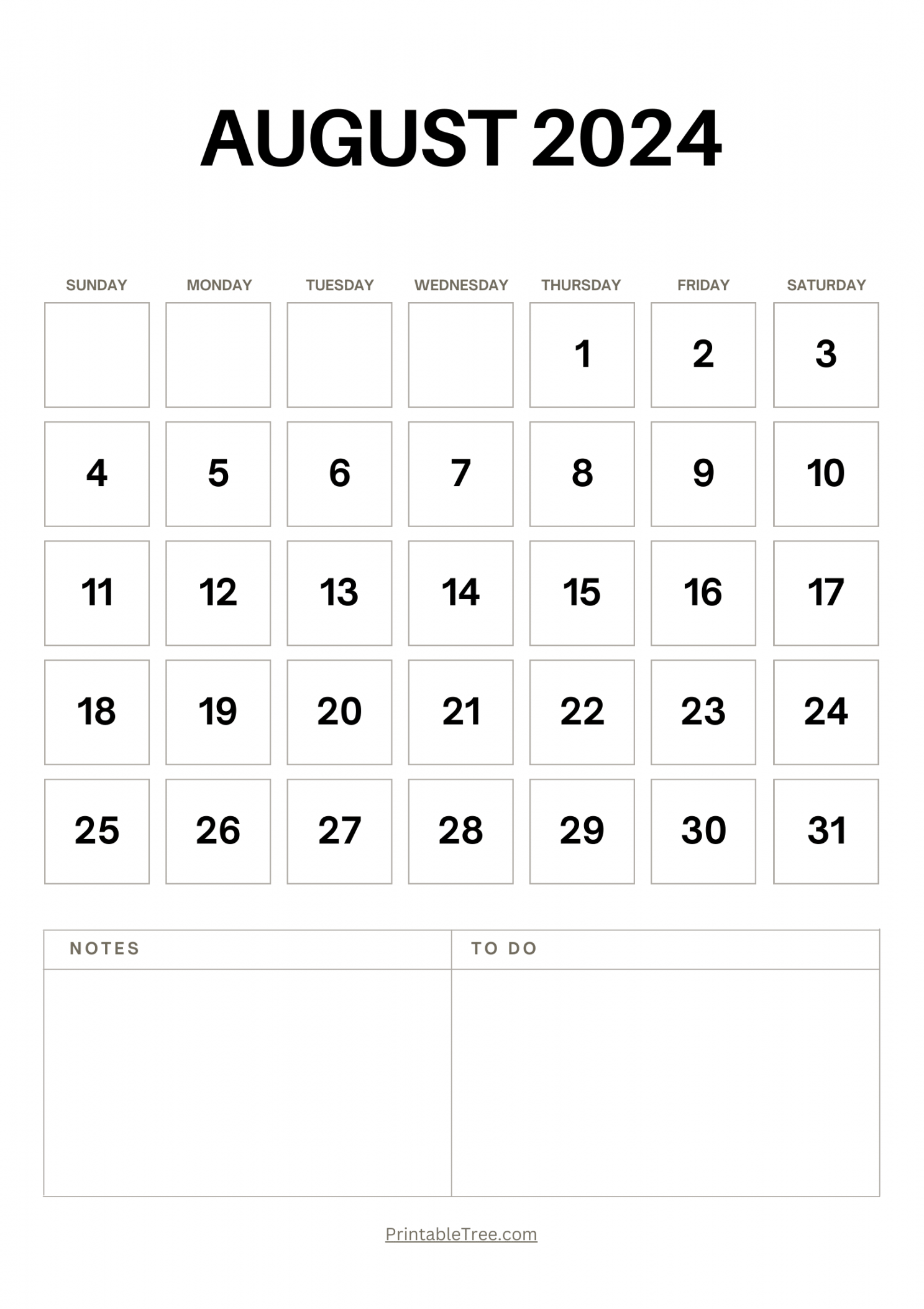 August  Calendar Printable PDF Templates Free Download