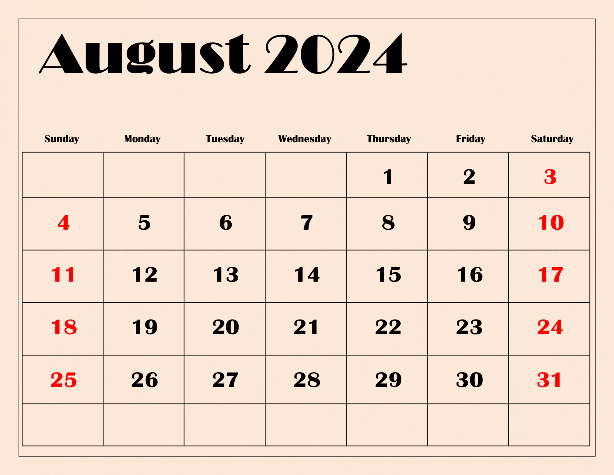 August  Calendar Printable PDF Templates Free Download