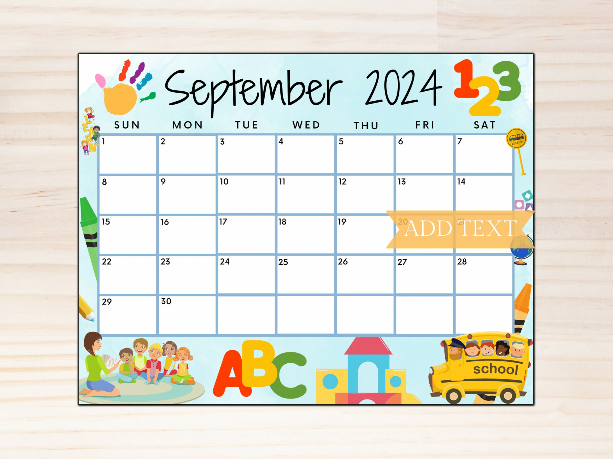 Editable September  Calendar, Printable School Calendar With