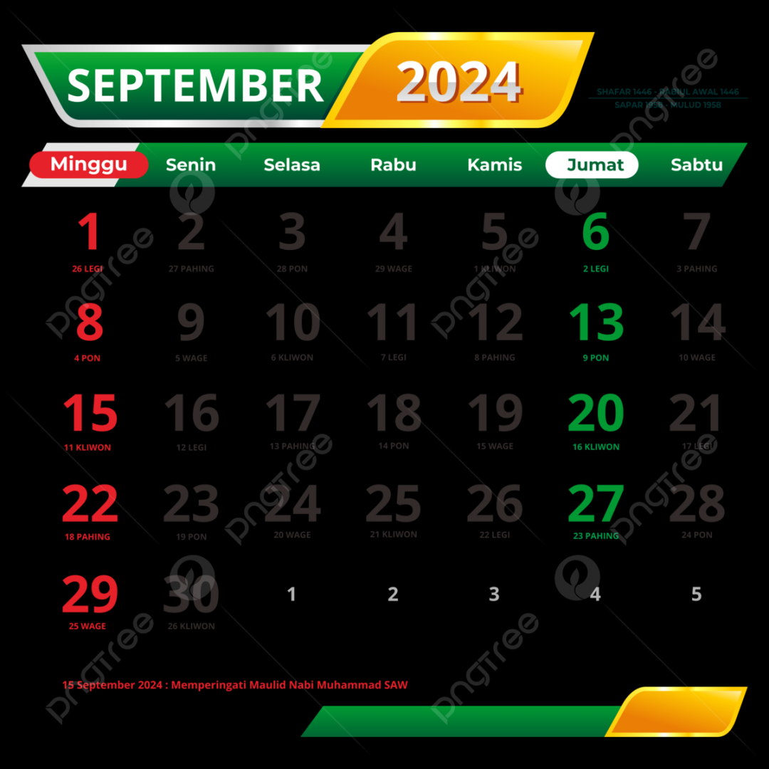 Kalender September  Lengkap Dengan Tanggal Merah Hari Raya