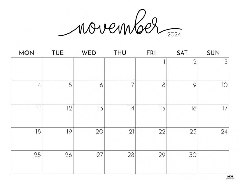 November  Calendars -  FREE Printables  Printabulls