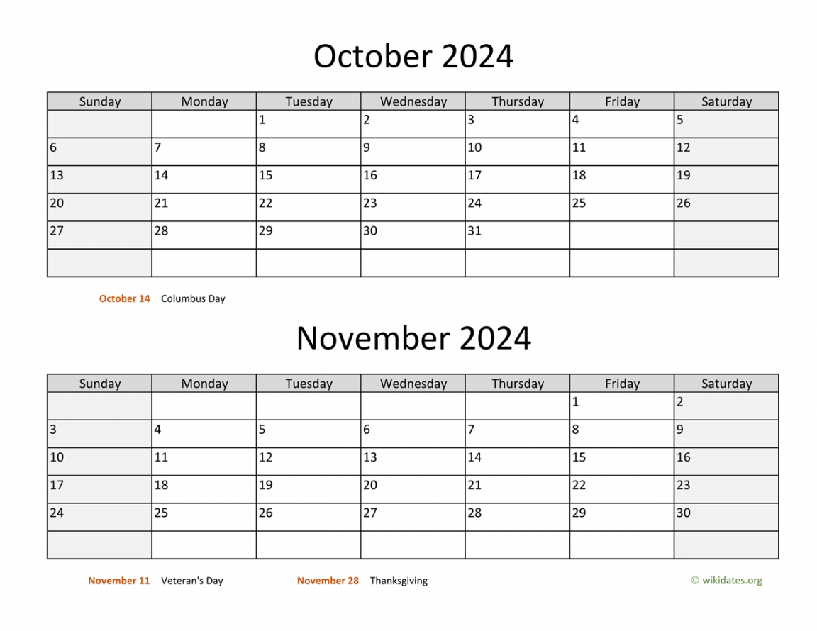 October and November  Calendar  WikiDates