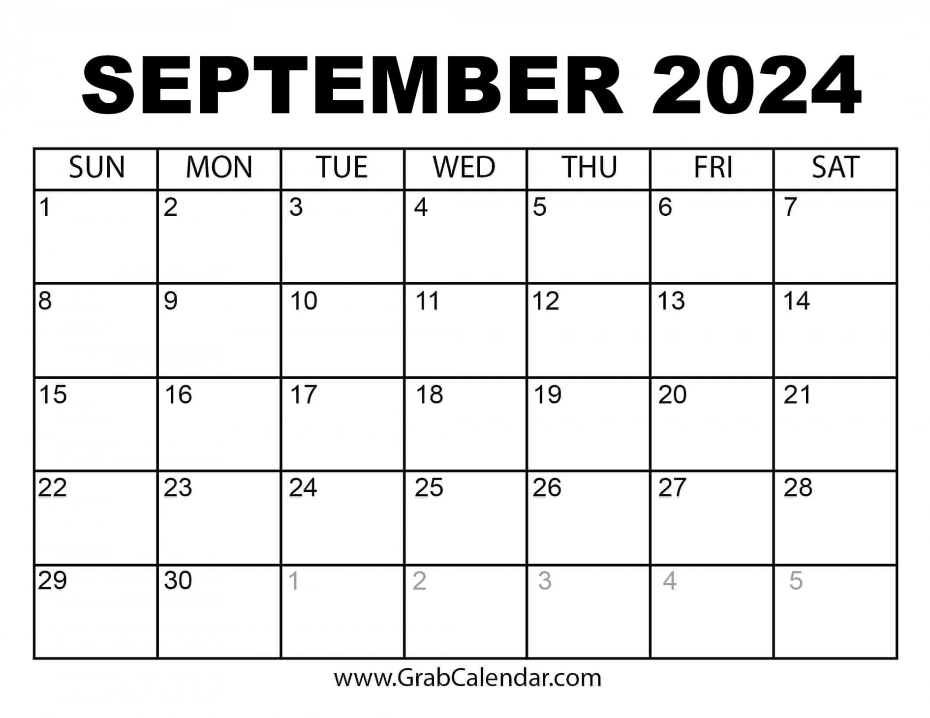 Printable September  Calendar