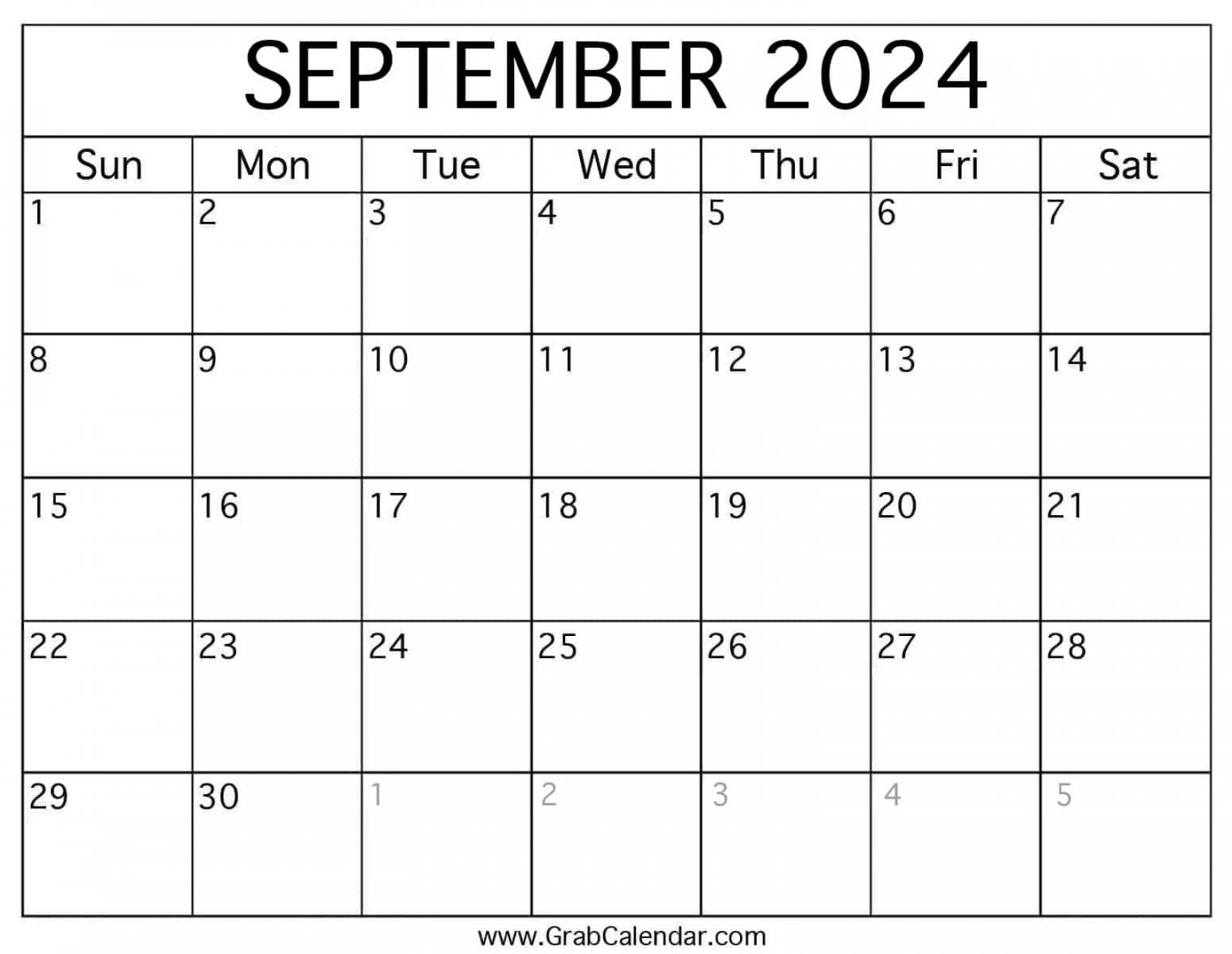 Printable September  Calendar