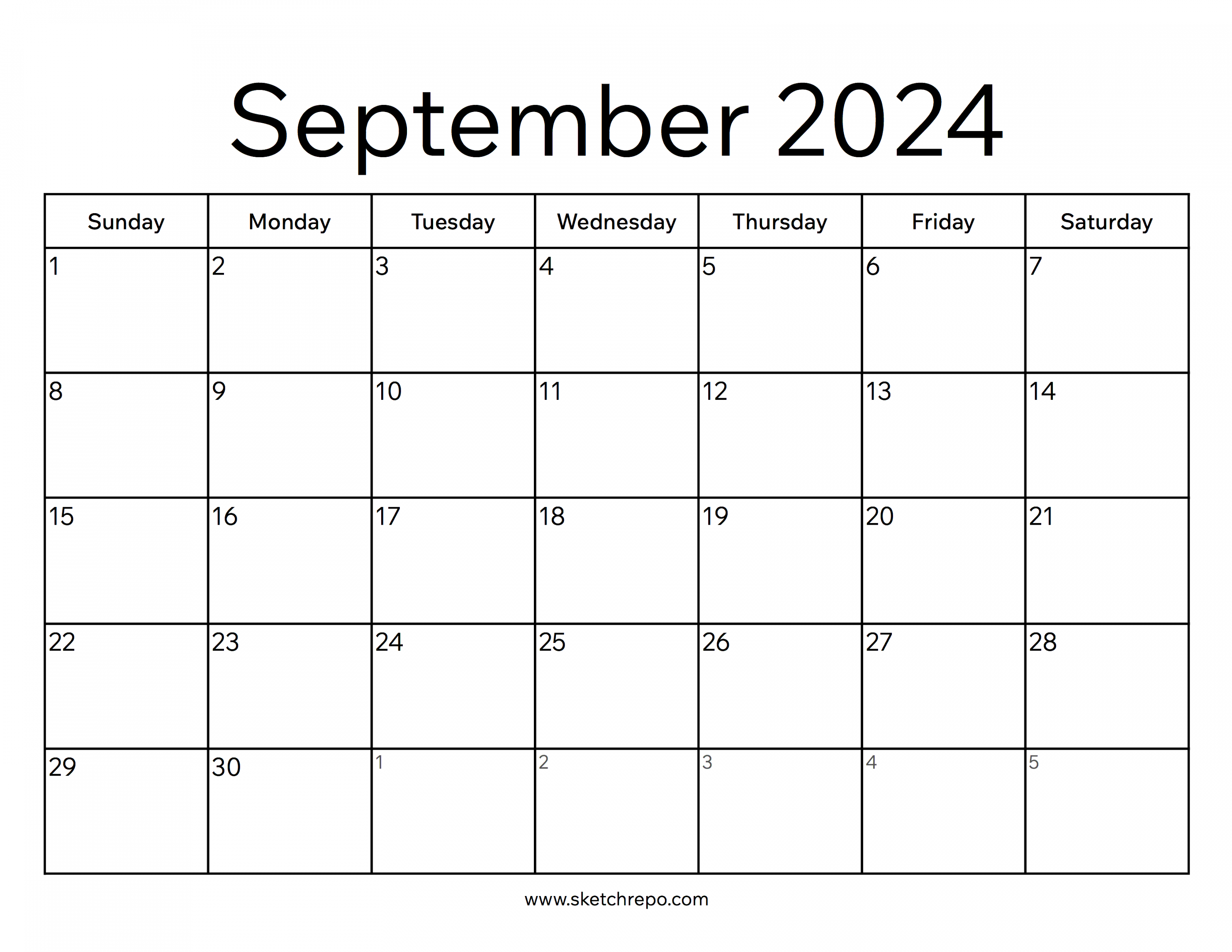 September  Calendar – Sketch Repo