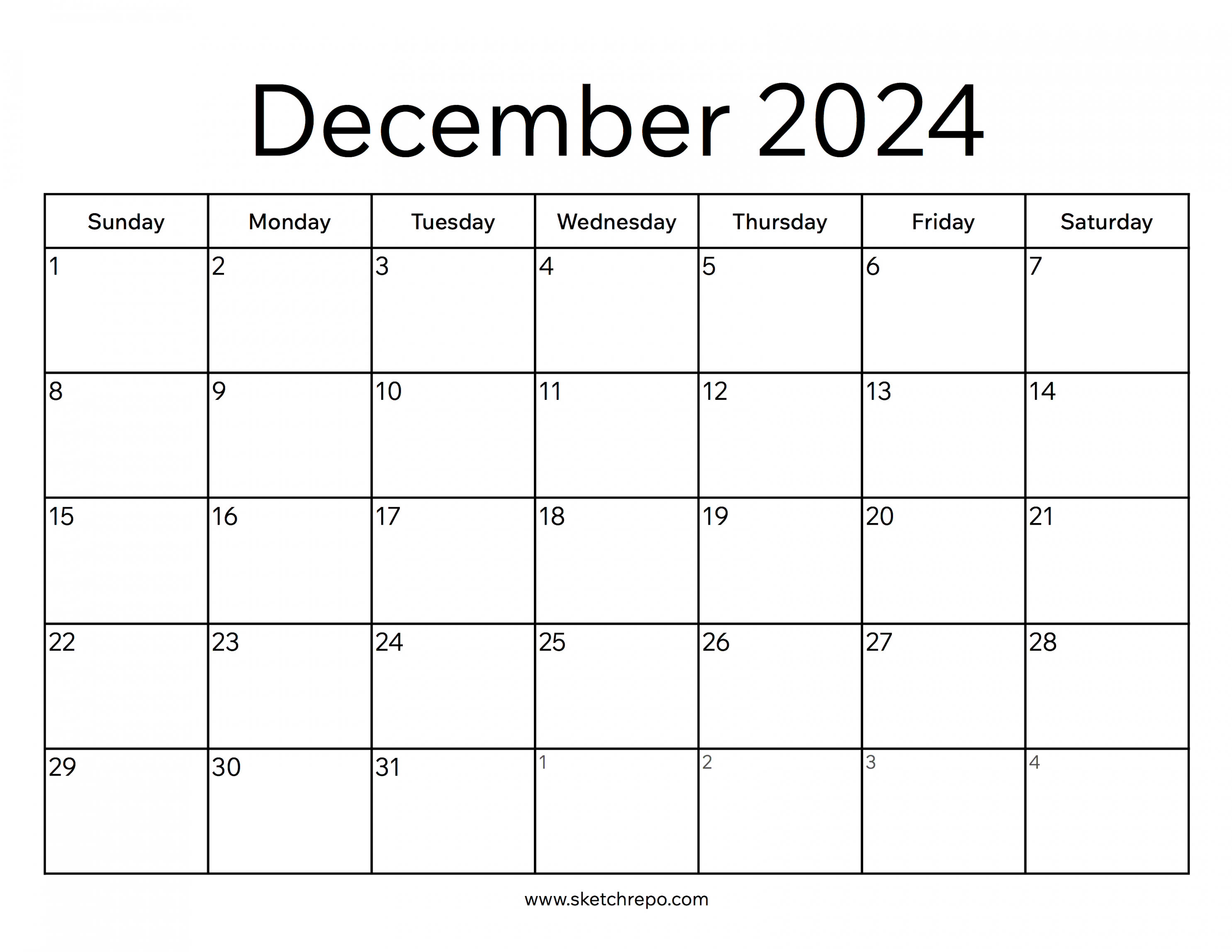 December  Calendar – Sketch Repo