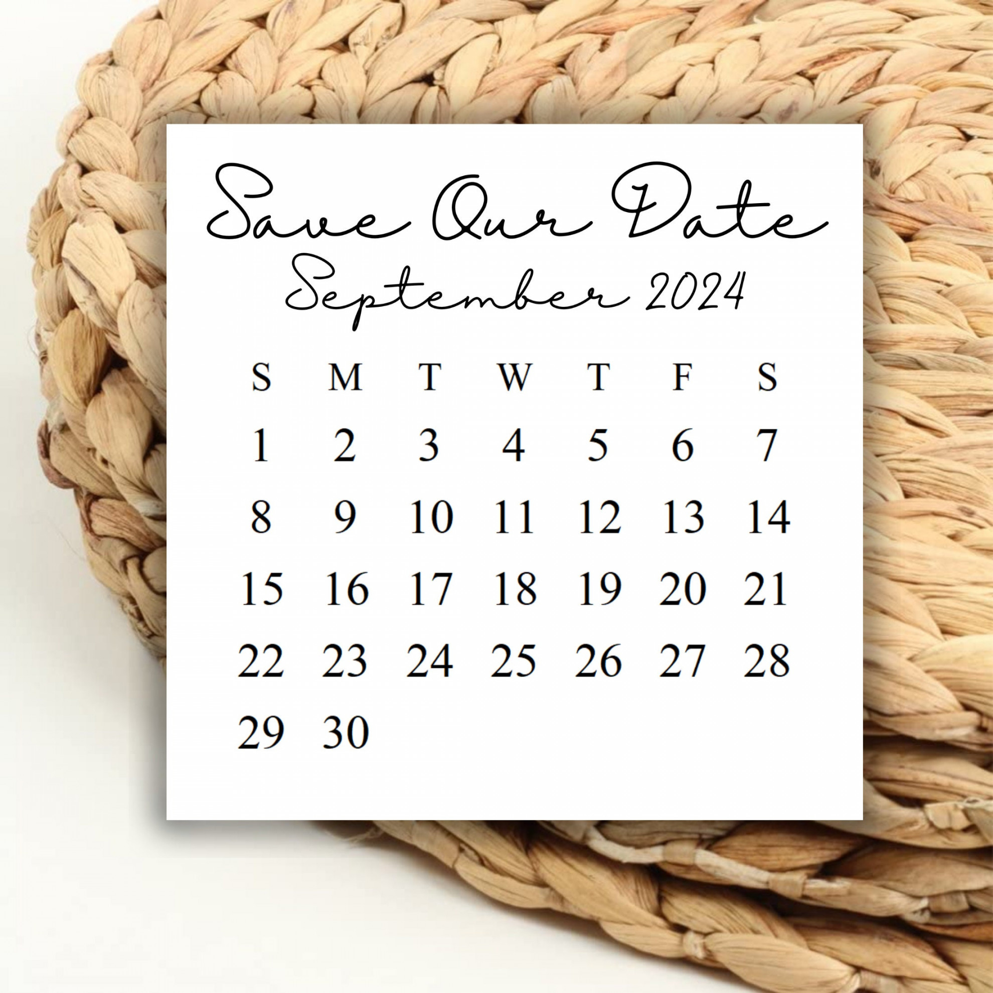 DIGITAL  September Square Calendar Printable Digital Download