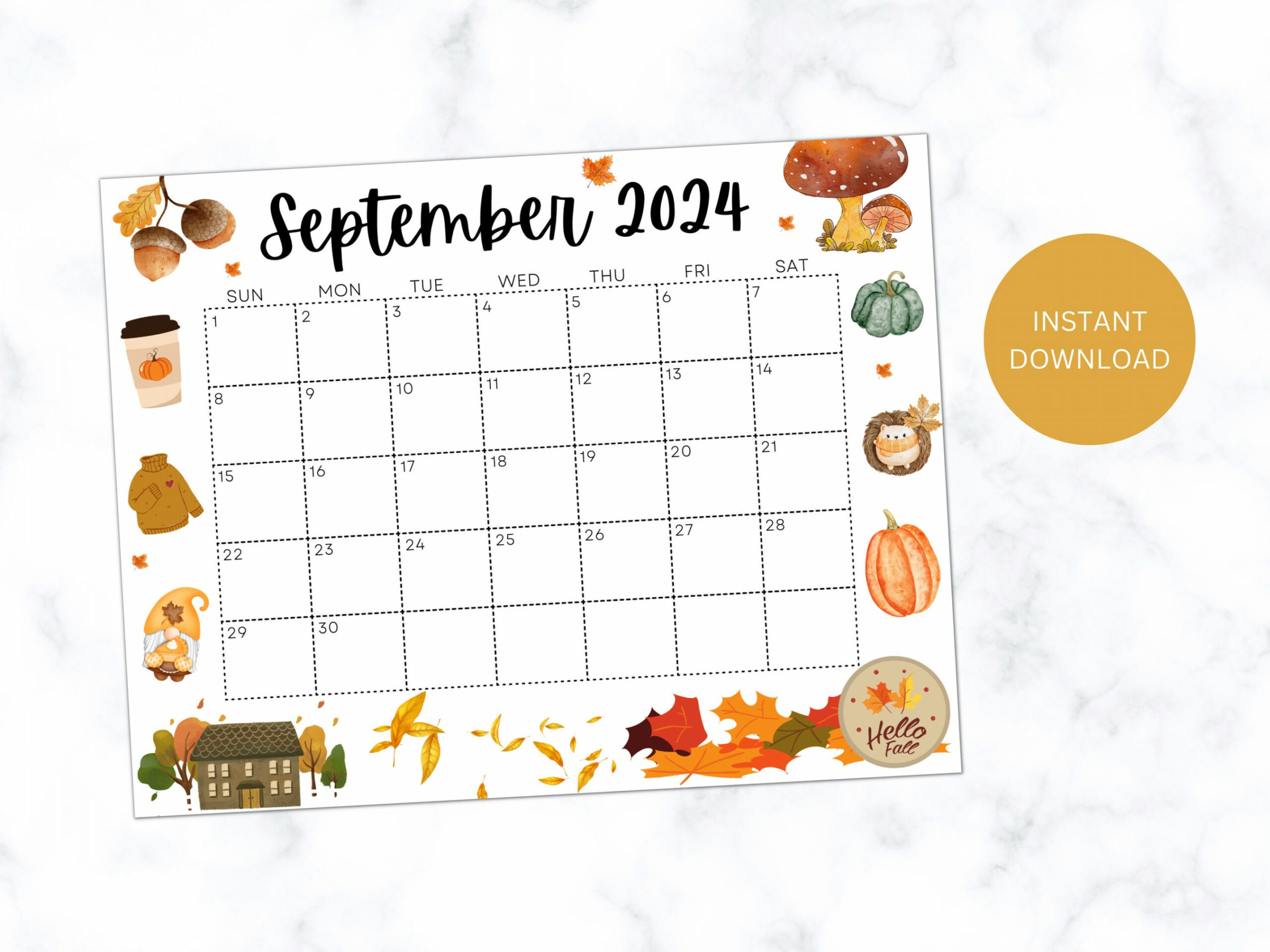 Editable September  Calendar, Printable Calendar, School