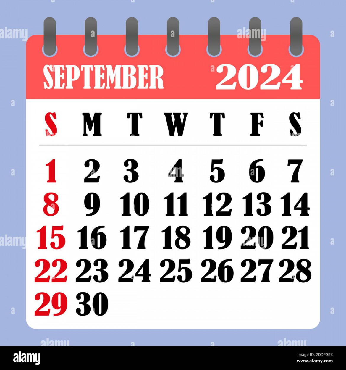 Letter calendar for September