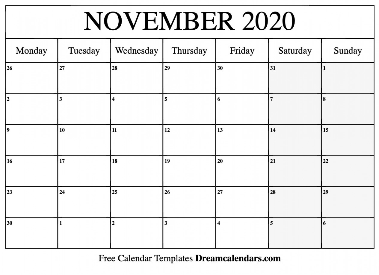 November  Calendar - Free Printable with Holidays and Observances