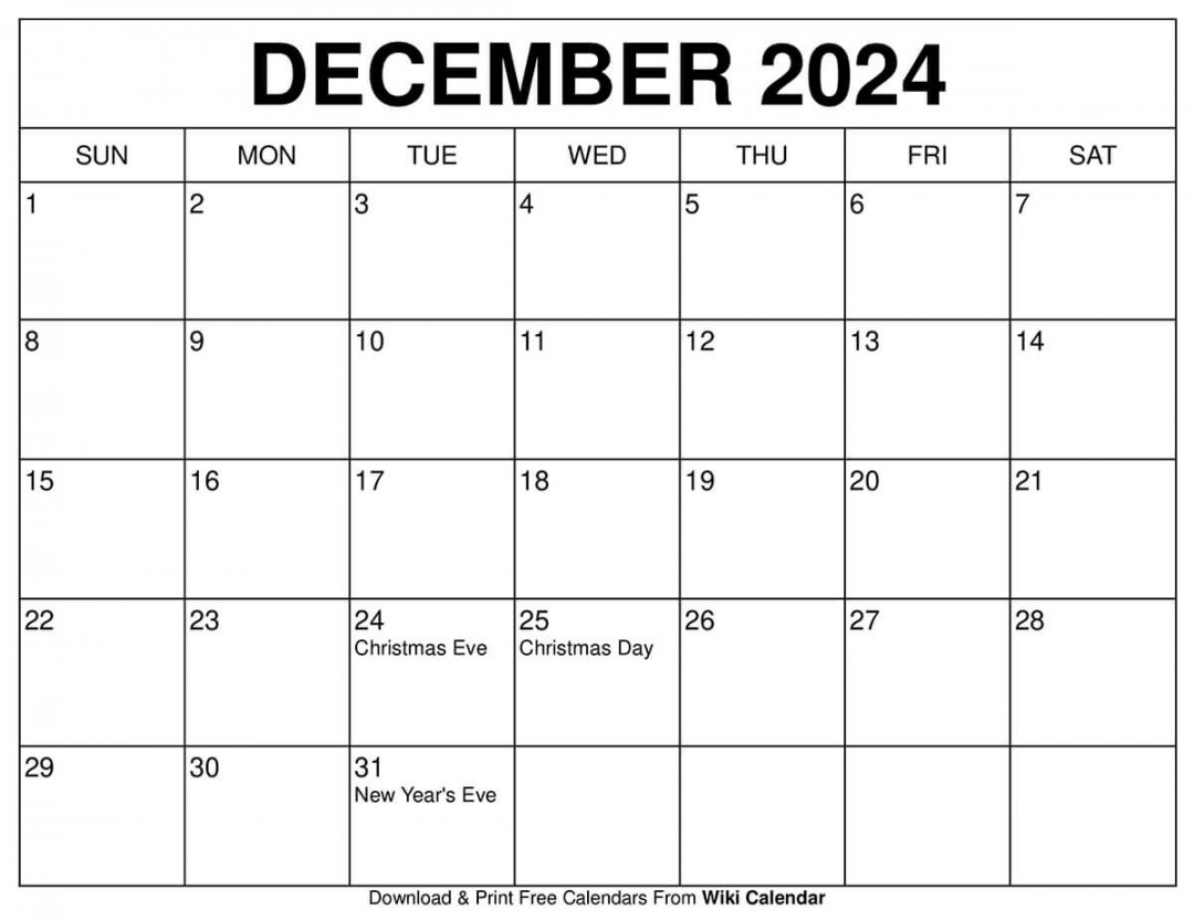 Printable December  Calendar Templates With Holidays