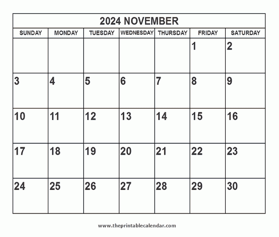 Printable  November calendar