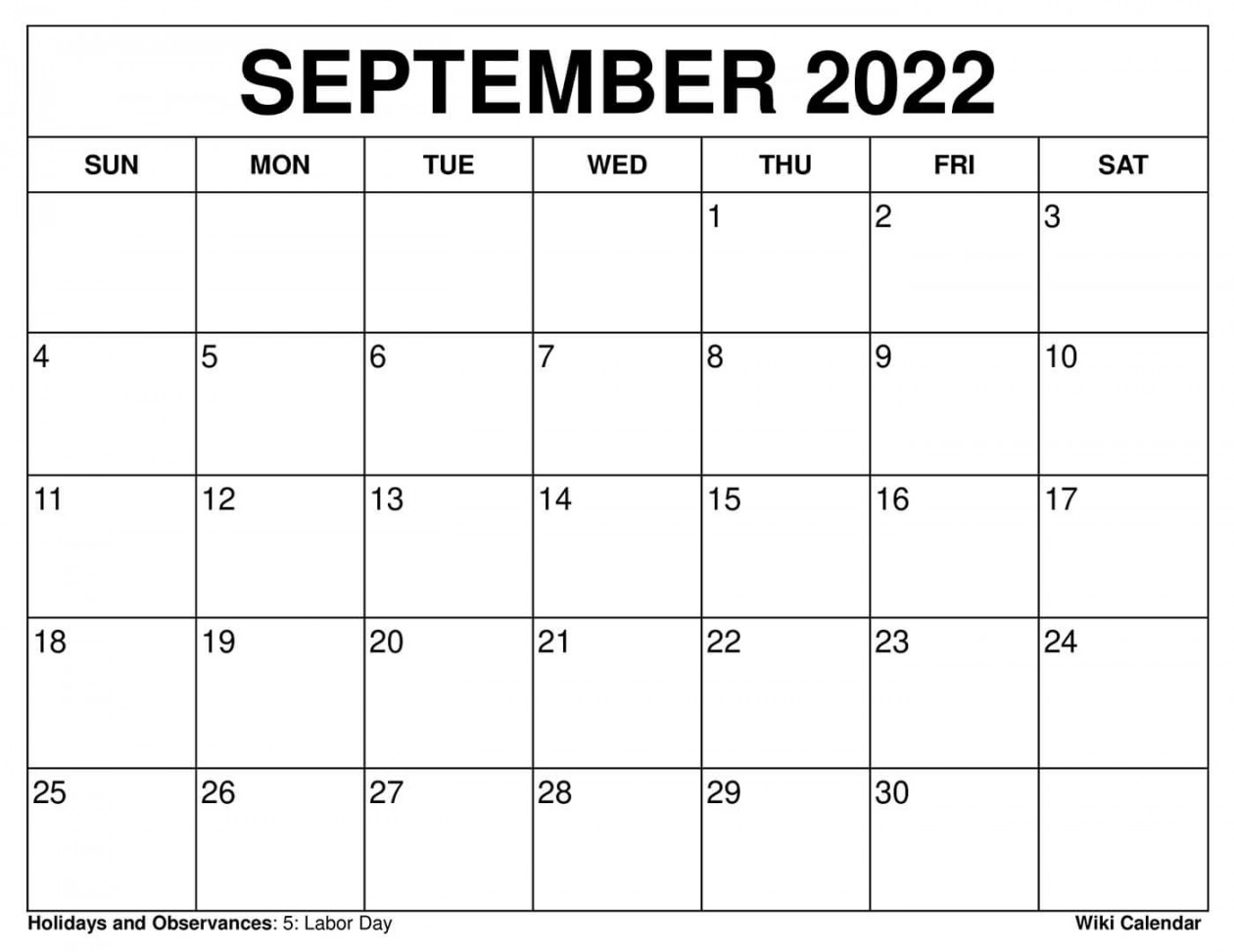 Printable September  Calendar Templates With Holidays