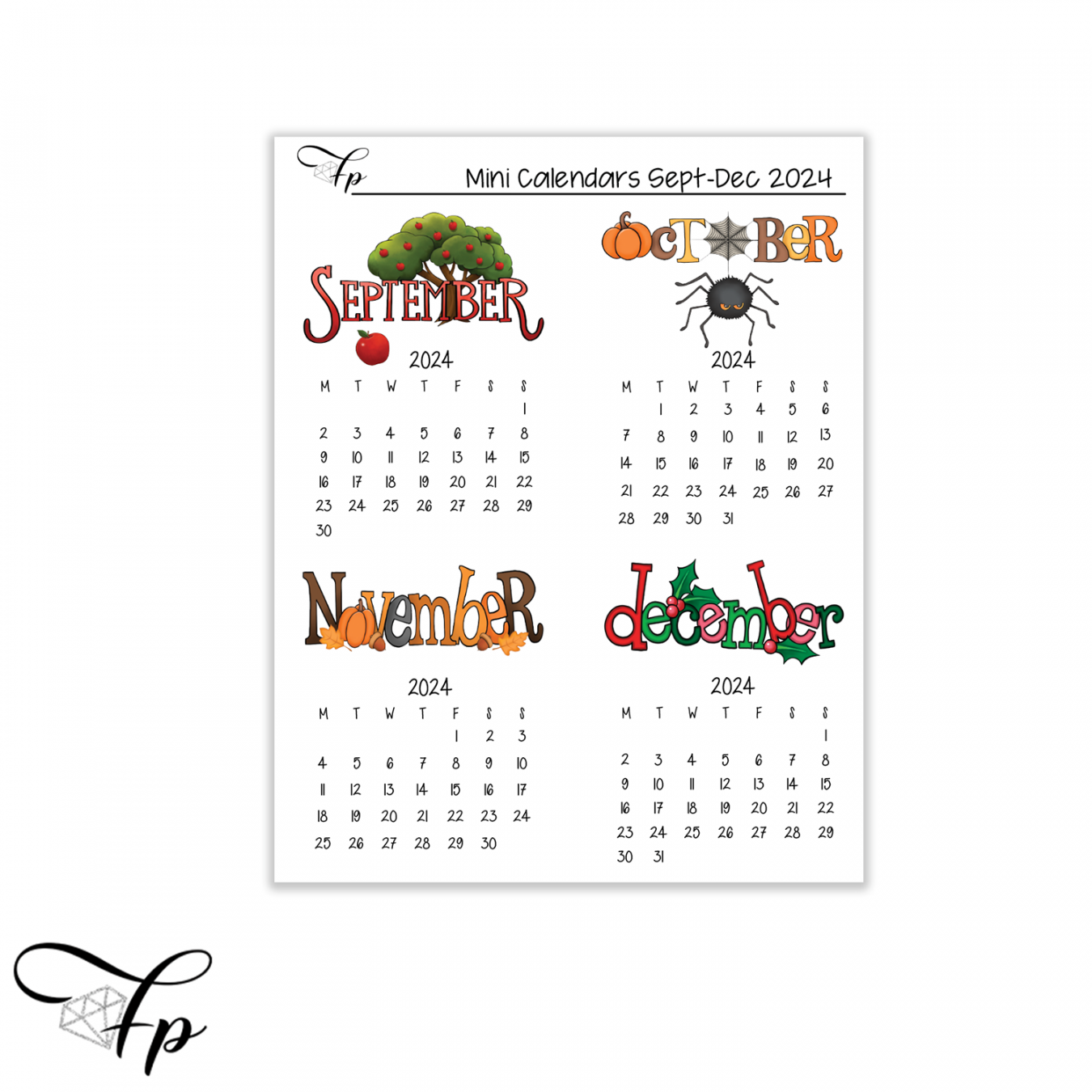 Sept-December  Calendars