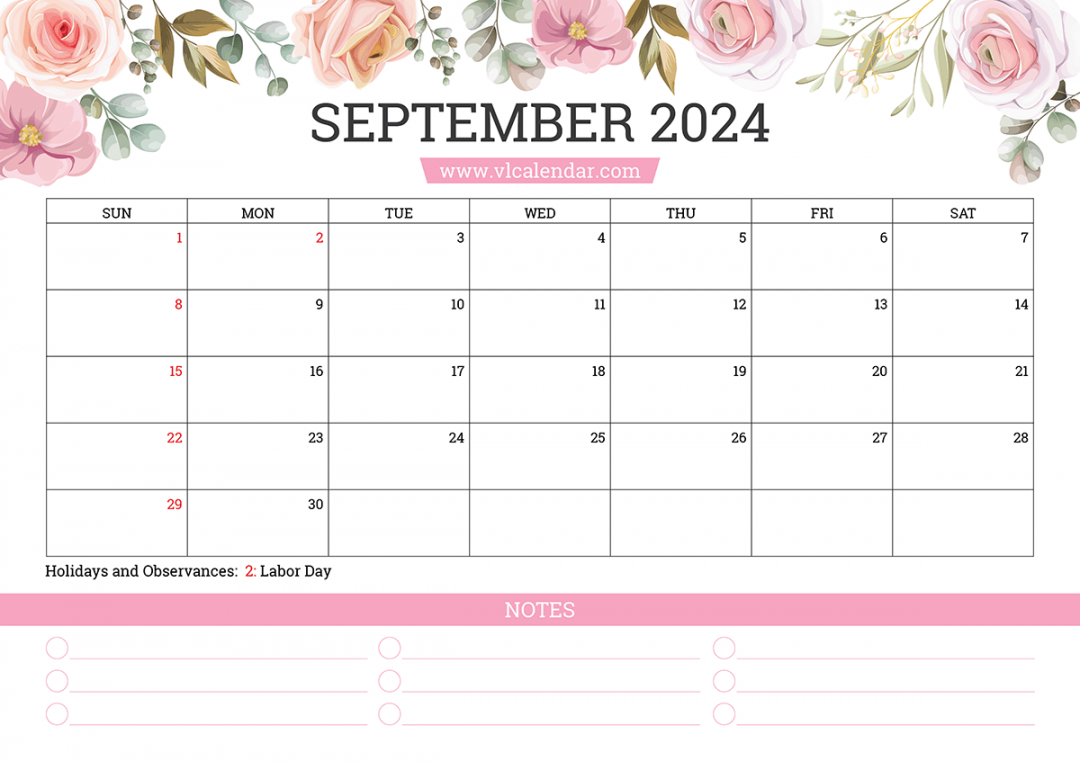 September  Calendar Printable Templates with Holidays