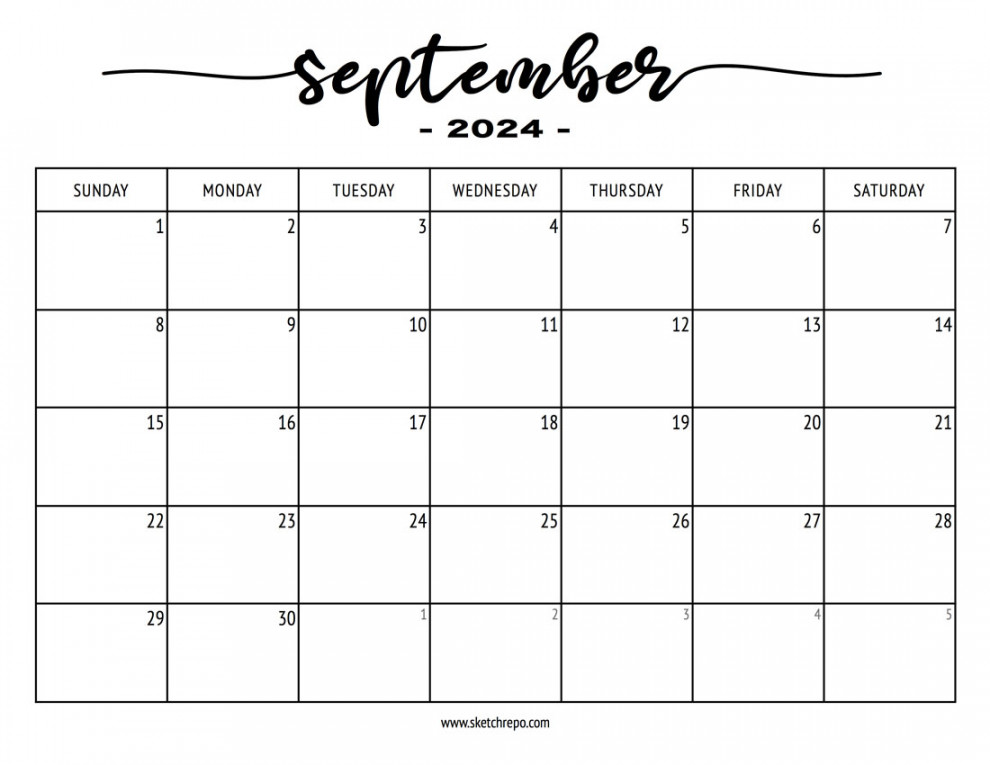 September  Calendar – Sketch Repo