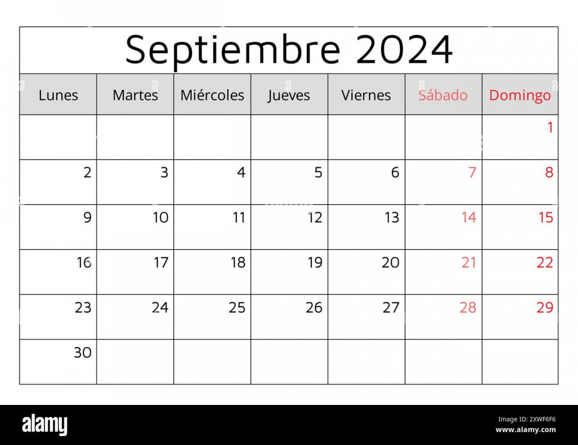 September calendar spanish hi-res stock photography and images - Alamy